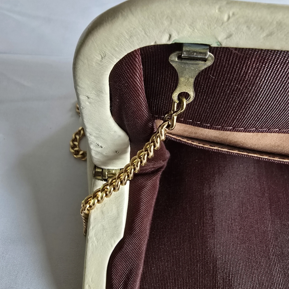 Vintage Purses Bundle 2 Pack Cream Leather Shoulder Bag,Beaded Pearl Clutch - Picture 6 of 12